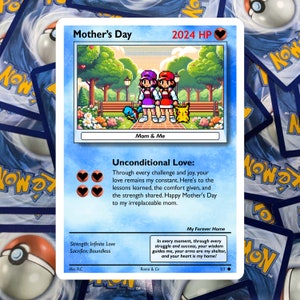 Carte Pokémon personnalisée Cadeau personnalisé pour la fête des Mères pour maman Occasions spéciales Cadeau de dernière minute image 6