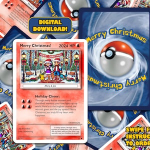 Niestandardowa karta Pokemon | Spersonalizowany prezent świąteczny | Specjalne okazje | Prezent na ostatnią chwilę | Cyfrowe pobieranie karty Pokemon