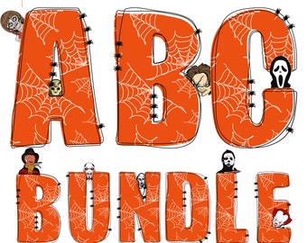 Spooky Halloween Bundle SVGs + FREE PNGs | UPPERCASE A-Z 0-9 | Free Clip Art | Perfect for craft projects | Instant Access Digital Download