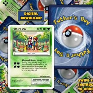 Aangepaste Pokemon-kaart | Gepersonaliseerd Vaderdagcadeau voor papa | Speciale gelegenheden | Lastminutecadeau | Digitale download