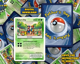 Custom Pokemon Card | Personalized Father's Day Gift for Dad | Special Occasions | Last Minute Gift | Digital Download