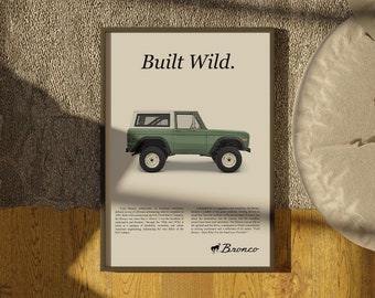 Vintage Ford Bronco Poster - Gift For Him Her | Wall Art | Digital Print