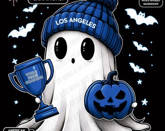 Cute Ghost World Series Champions Los Angeles | Fall PNG | Halloween Fan Ghost | World Series | Digital Download for Sublimation & Crafts