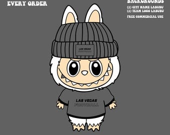 Cute Labubu Football Las Vegas | Game Day Team Spirit PNG | NFL Football Fan Labubu with Beanie | Digital Download for Sublimation & Crafts