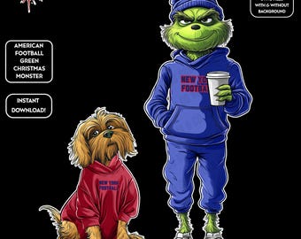 Green Monster Christmas PNGs | New York Football | NFL Football Fan | Movie Christmas | Digital Download for Sublimation & Crafts