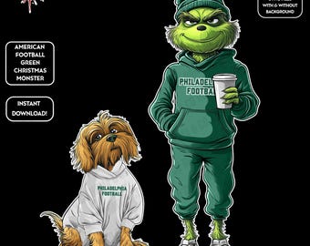 Green Monster Christmas PNGs | Philadelphia Football | NFL Football Fan | Movie Christmas | Digital Download for Sublimation & Crafts