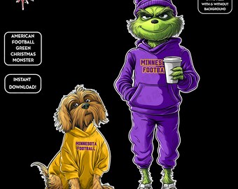 Green Monster Christmas PNGs | Minnesota Football | NFL Football Fan | Movie Christmas | Digital Download for Sublimation & Crafts
