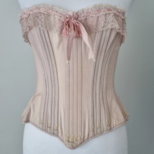 Vintage Pink Lace Ribbon Corset