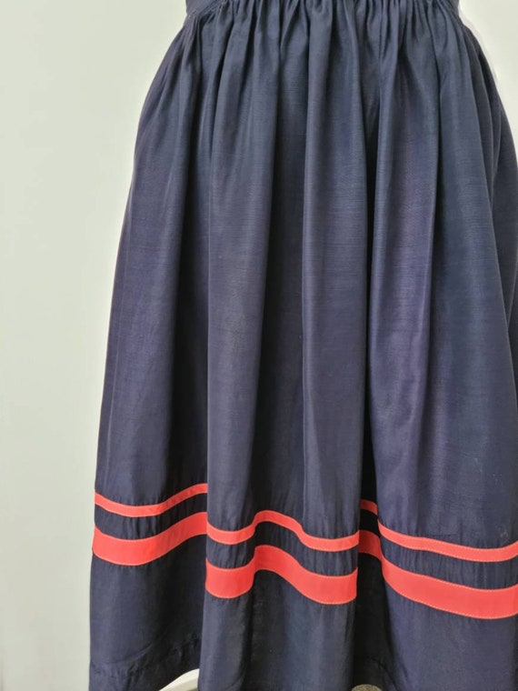 1940s Girls Navy Striped Applique Pinafore - image 4