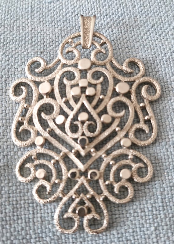 Large Vintage Silver Filigree Decorative Pendant