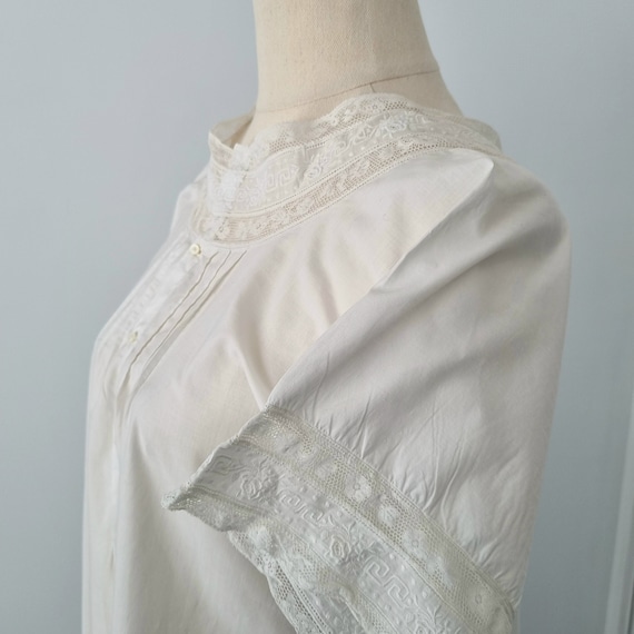 Antique 1900's Edwardian Cotton Lace Nightgown Me… - image 5