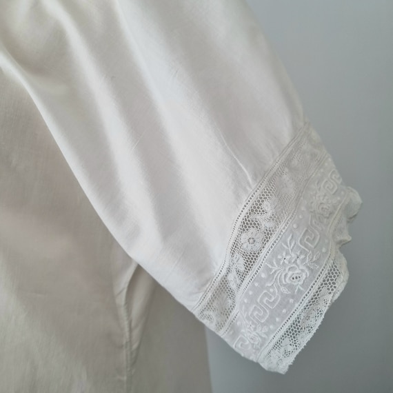 Antique 1900's Edwardian Cotton Lace Nightgown Me… - image 4