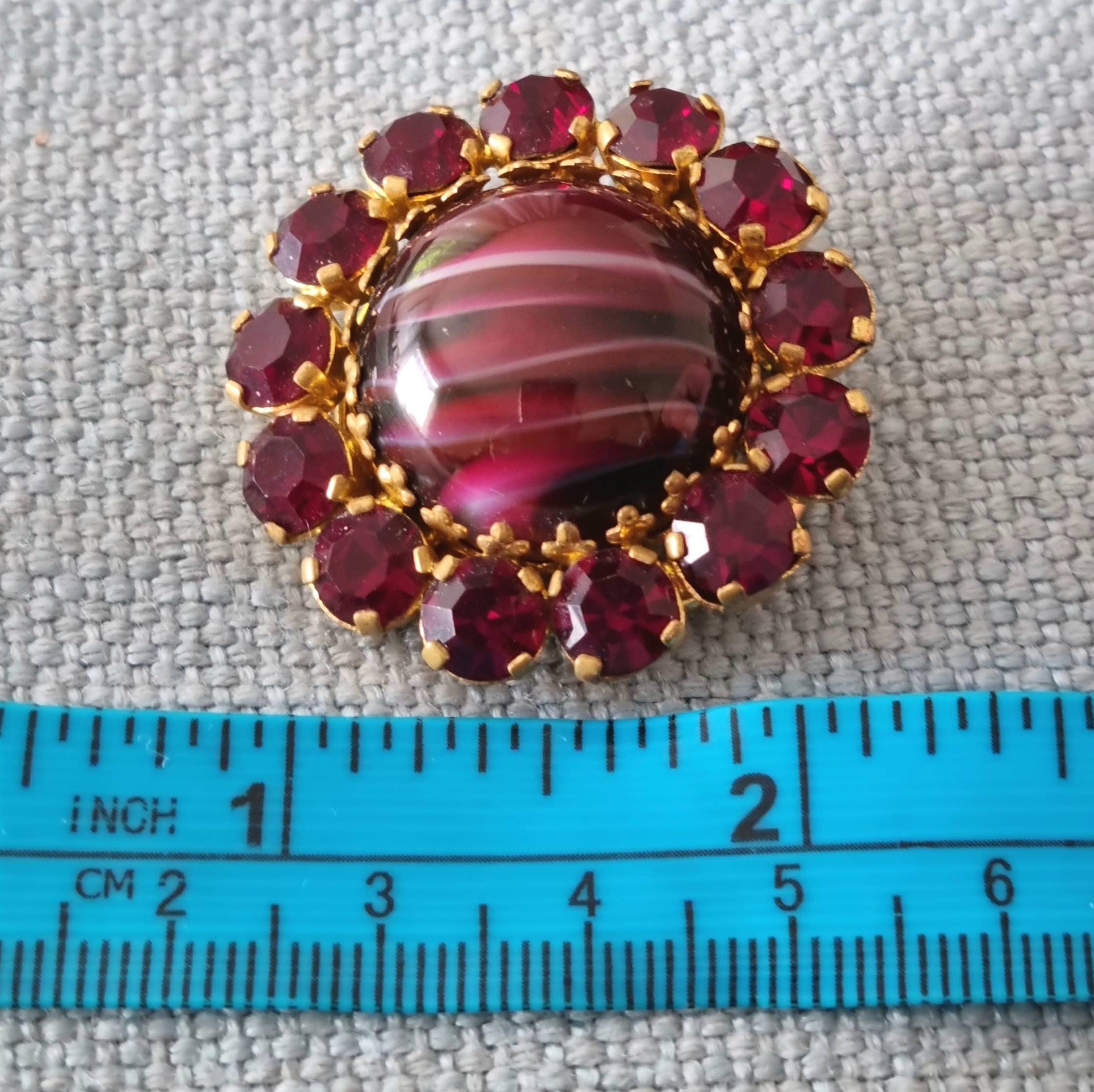 Mat Ruby Pin Vintage Ruby Red Pin - Etsy