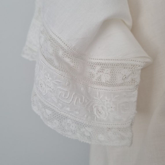 Antique 1900's Edwardian Cotton Lace Nightgown Me… - image 7