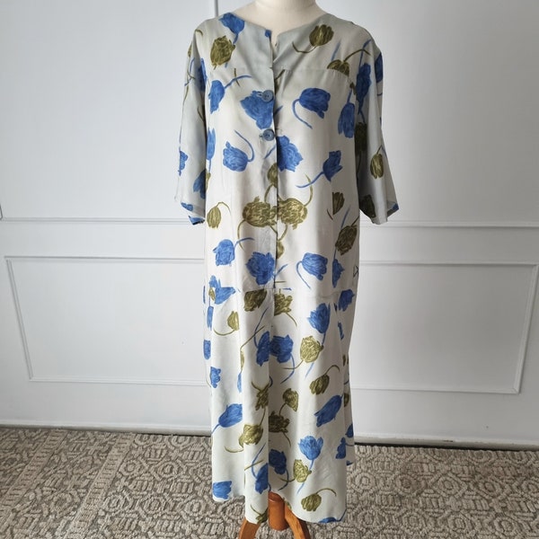 Vintage Late 1920s Silk Floral Dress Size 16Au