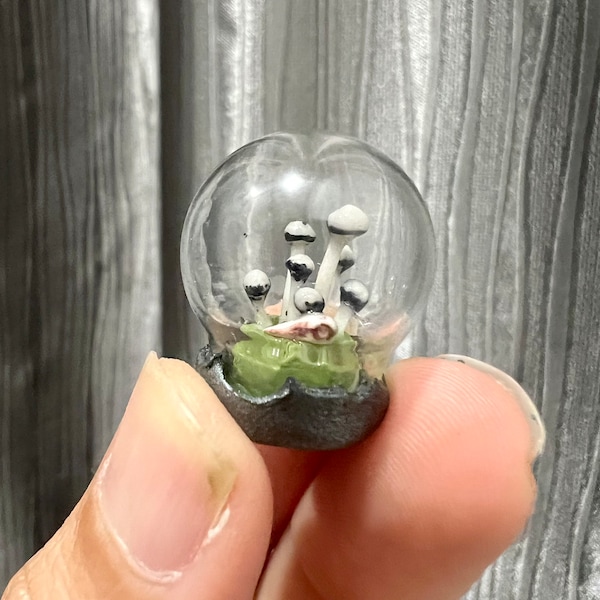 Miniature Mushroom Garden in a Glass Globe