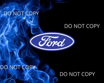 Ford Vehicles Logo Blue Smoke Design Tumbler Wrap Sublimation PNG Waterslide Digital Tumbler Wrap