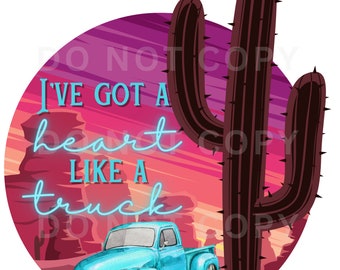 Camiseta con corazón de camión, diseño de música country, estilo western, sublimación PNG, diseño de camiseta digital con diapositivas de agua.