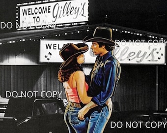 Bud n Sissy Urban Cowboy Movie Gilleys Bar Sublimation Tumbler Wrap PNG Design Waterslide Tumbler Wrap Digital