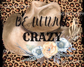 Country Music Cowgirl Hat Beautiful Crazy Leopard Shirt Design Sublimation PNG Digital Shirt Design