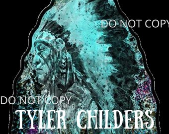 Diseño de camiseta digital PNG de sublimación con flecha azul de cabeza india de Tyler Childers