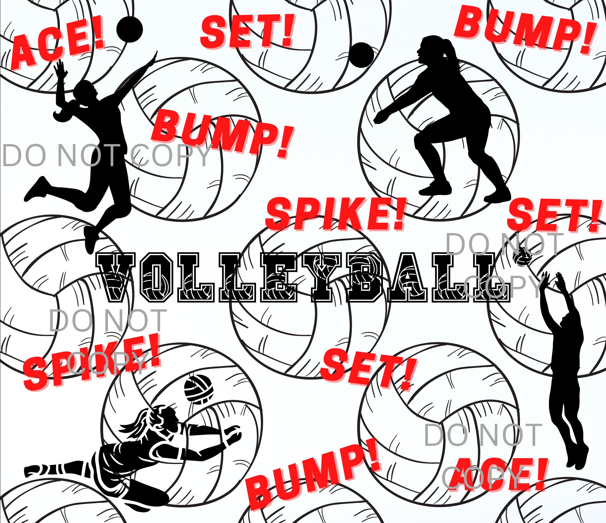 Volleyball Bump Set Spike Ace Design Tumbler Wrap Sublimation