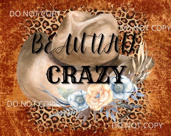 Country Music Leather Cowgirl Hat Beautiful Crazy Leopard Design Tumbler Wrap Sublimation PNG Waterslide Digital Tumbler Wrap