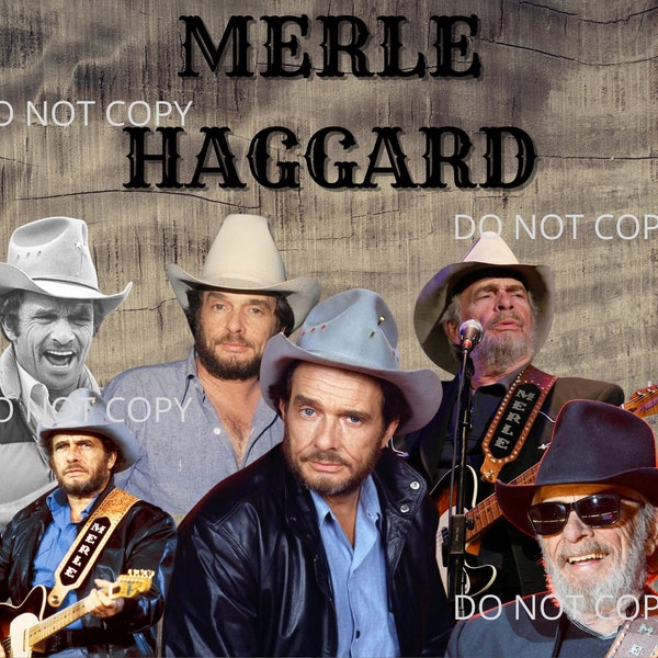 Country Music Collage Design Merle Haggard Rustic Tumbler Wrap Sublimation Waterslide PNG Digital Tumbler Wrap
