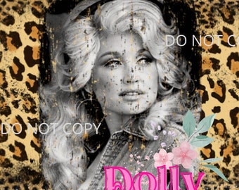 Diseño de camiseta con estampado de guepardo de Dolly Parton, diseño de flores de la reina de la música country, PNG, sublimación digital PNG