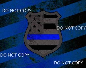Police Back The Blue Police Badge Flag Blue Line Design Tumbler Wrap Sublimation PNG Digital Waterslide Tumbler Wrap