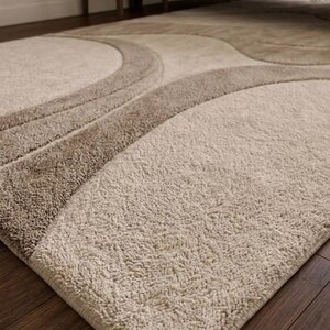 Organic Modern Rug, Japandi Abstract Carpet, Neutral Scandinavian Decor, Curved Pattern Area Rug, Minimalist Statement Piece bild 7