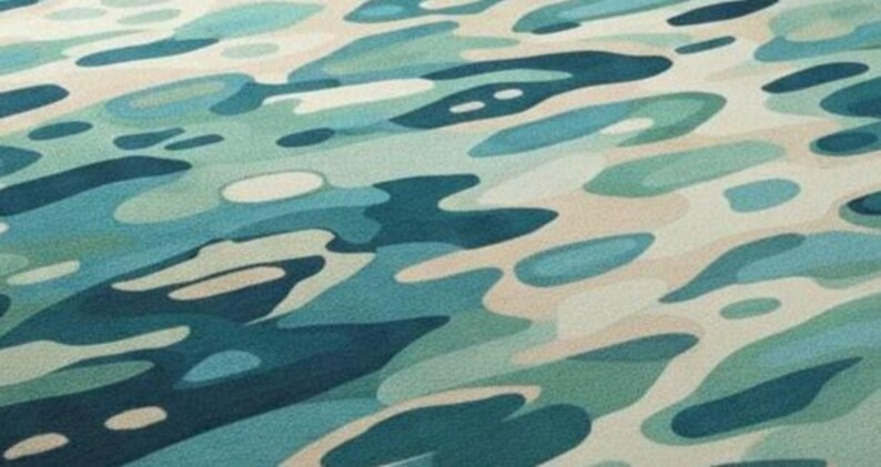 Hand Tufted Wool Rug: Abstract Blue Teal Ocean Wave Pattern Coastal ...