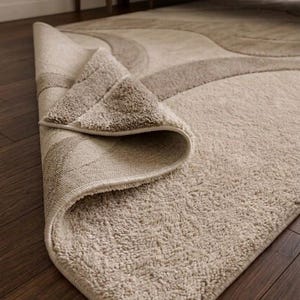 Organic Modern Rug, Japandi Abstract Carpet, Neutral Scandinavian Decor, Curved Pattern Area Rug, Minimalist Statement Piece bild 2