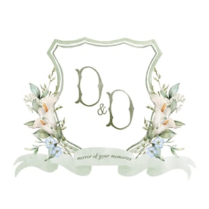 Custom Hand-Painted Watercolor Wedding Crest | Personalized Monogram | Event Stationery | Digital Wedding Invitation Crest