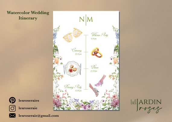 Wedding Itinerary I Semi-customized Wedding Itinerary I Wedding Timeline I Digital Wedding Card