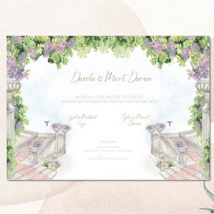 Invitación de boda personalizada digital con pintura de acuarela, conjunto de invitaciones, boda de acuarela floral personalizada, invitación de boda digital