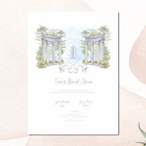 Digital Natural Venue Wedding Invitation with Watercolor Painting, Invitation Set, Custom Watercolor Wedding, Digital Wedding Invitation