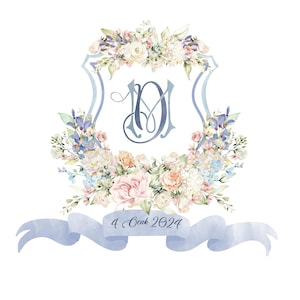Blason de Mariage Personnalisé en Aquarelle | Monogramme Sur-Mesure | Papeterie Événementielle