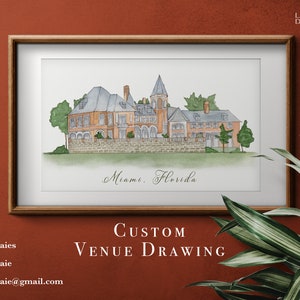 Physical Custom Watercolor Venue Portrait I Personalized Gift I Hand Drawn Venue I Custom Watercolor Venue Drawing I Venue Portraits