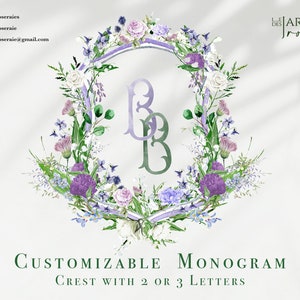 Blason de Mariage Aquarelle Personnalisable | Monogramme Sur-Mesure | Papeterie Événementielle | Blason Numérique Mariage