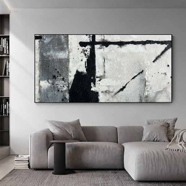 Extra Large Black and Grey Wall Art Etsy