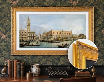 Hand-Crafted Wooden Decorative Bezel in Baroque Gold for Samsung The Frame TV 2017-2026 Models and The Frame Pro Series