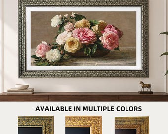 Handcrafted Decorative Frame, Vintage Silver-Green, for Samsung The Frame TV 2017-2026 Models & Frame Pro Series