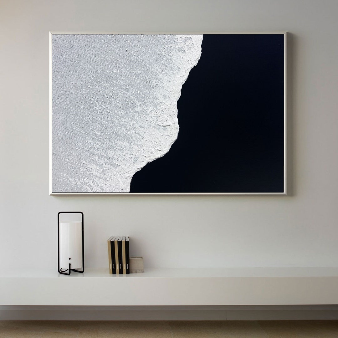 Large Black and White 3D Wall Art Abstract Ocean 3D Wall Art Etsy