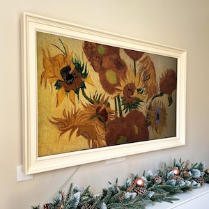 Samsung frame tv bezel, white tv frame,custom brand tv frame, wooden tv frame, Frame TV frames, frame for samsung 2021-2025&2025 PRO,Creamy