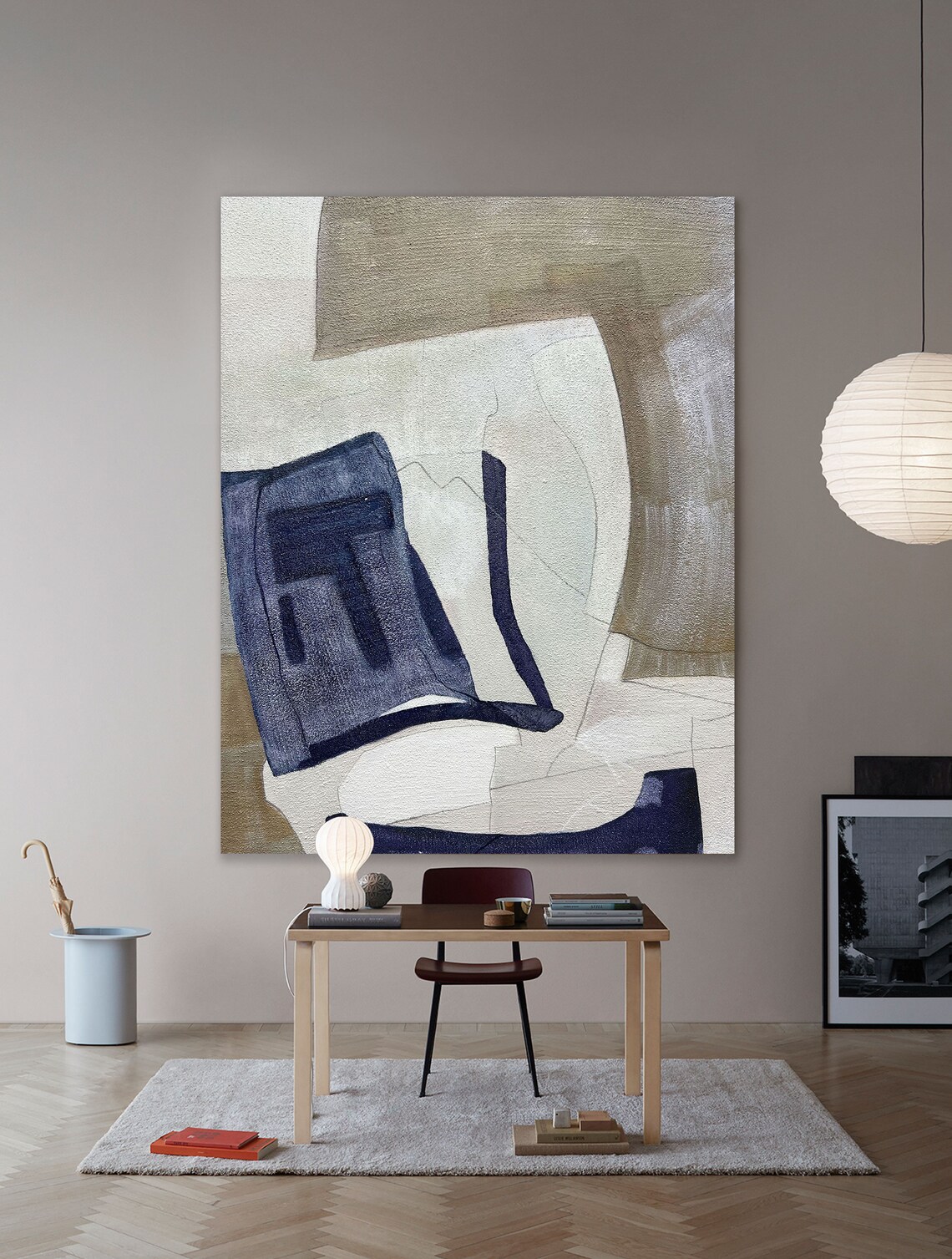 Blue and Brown Abstract Oil Painting Blue and Brown Textured Etsy