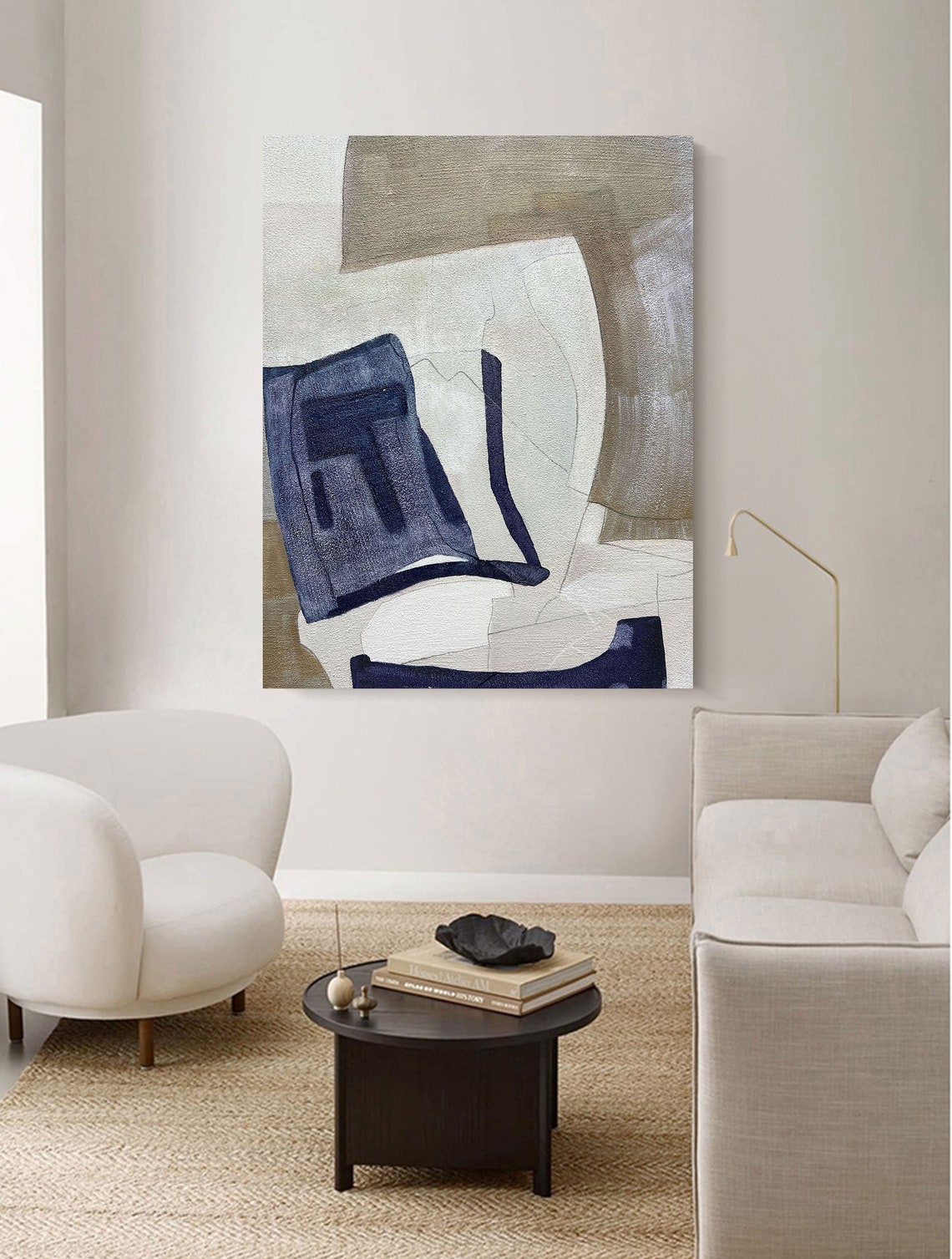 Blue and Brown Abstract Oil Painting Blue and Brown Textured Etsy