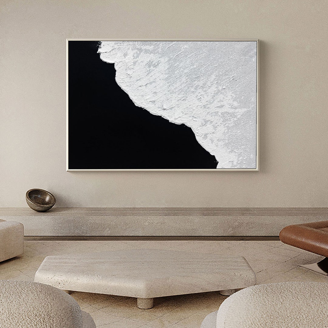 Black and White 3D Wall Art Large Abstract Ocean 3D Wall Art Etsy