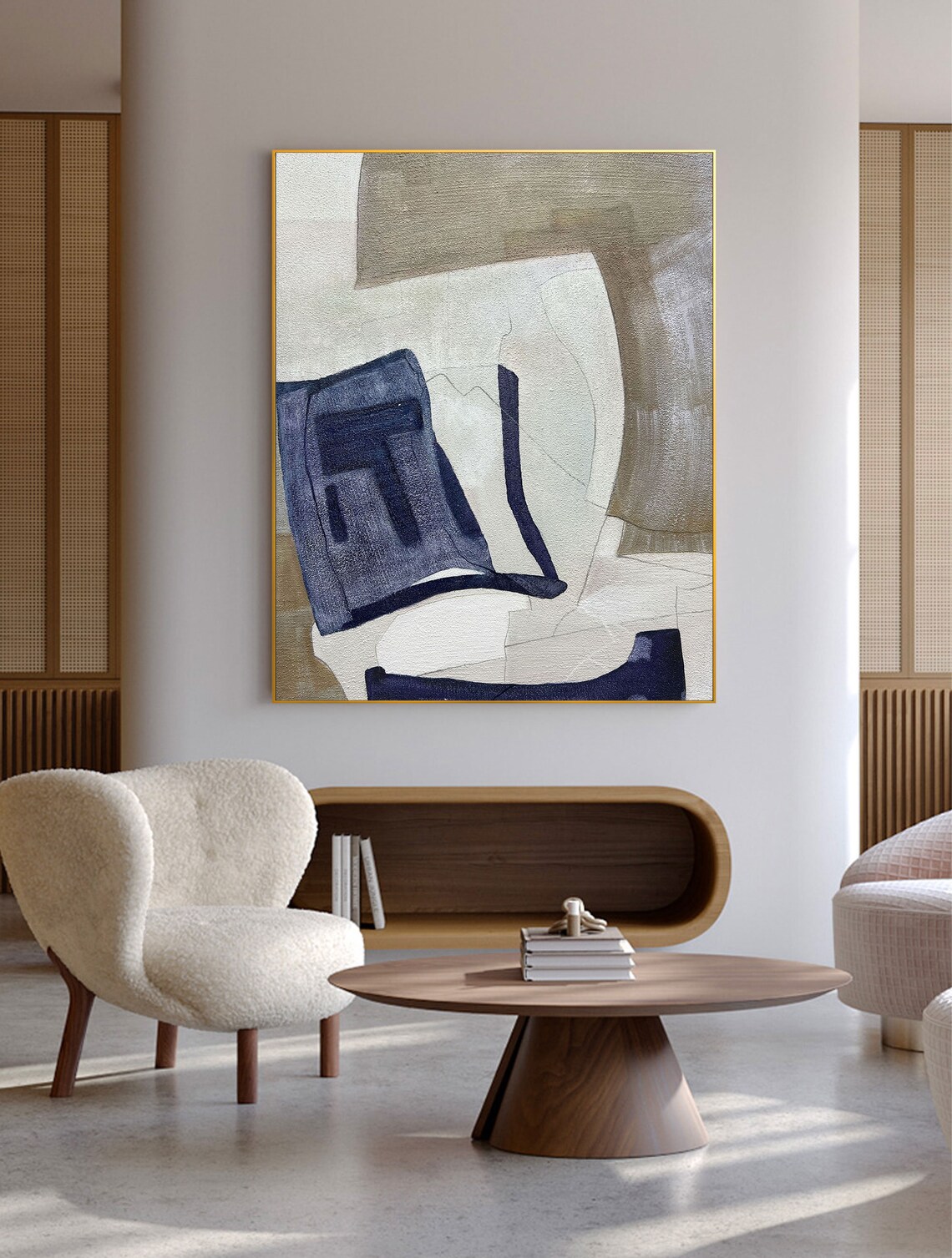 Blue and Brown Abstract Oil Painting Blue and Brown Textured Etsy