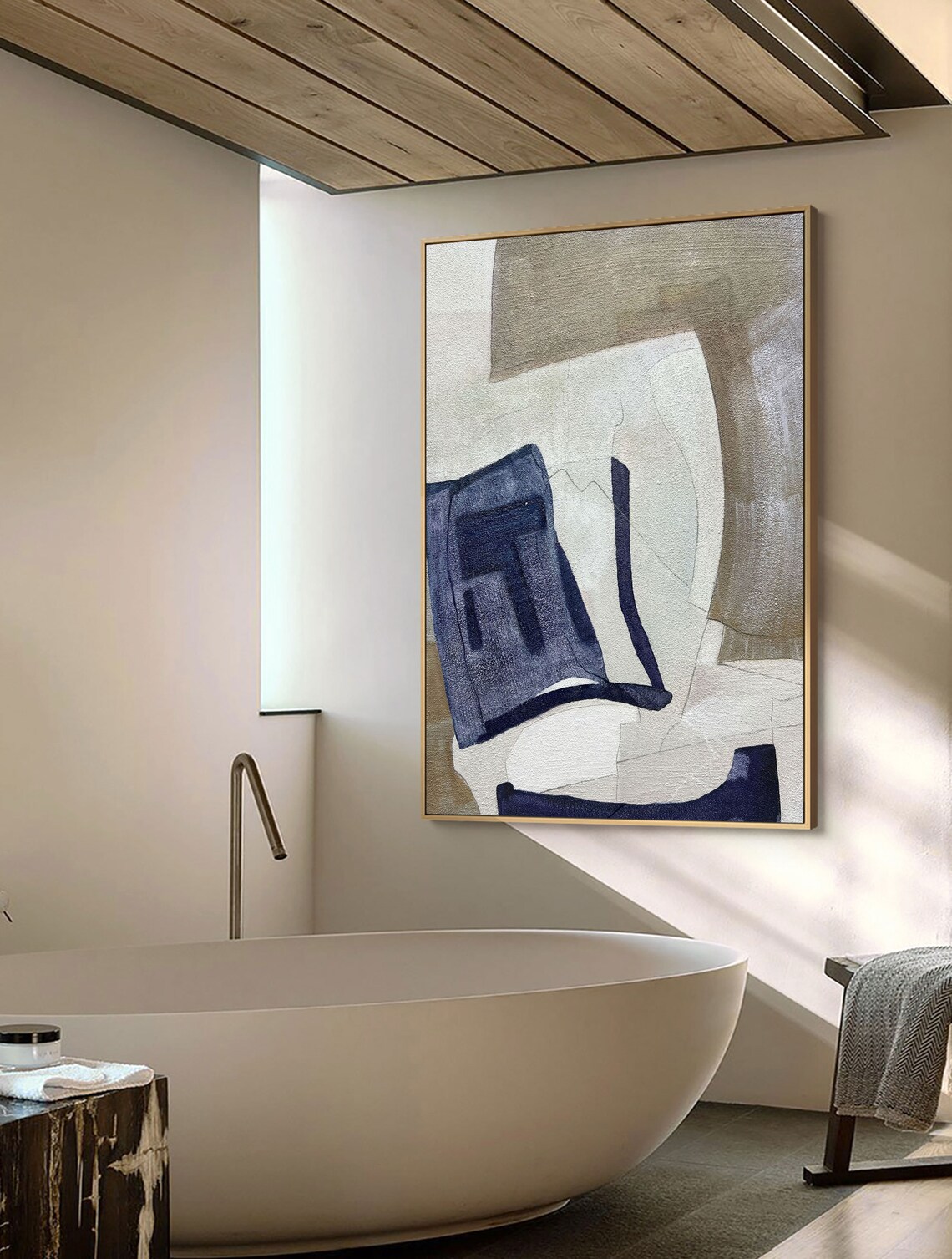 Blue and Brown Abstract Oil Painting Blue and Brown Textured Etsy